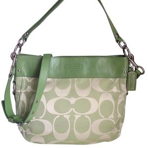 Very Rare Coach Zoe Signature Lime Green Hobo